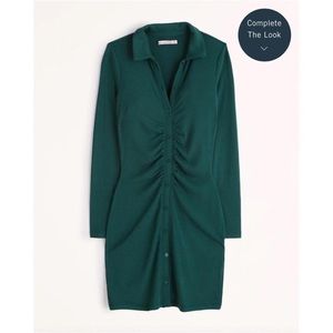 NWT Abercrombie & Fitch Long Sleeve Ruched Shirt Dress - Small